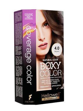 Boxy Color Professional Permanent Color Cream 100% Gray Coverage Brown